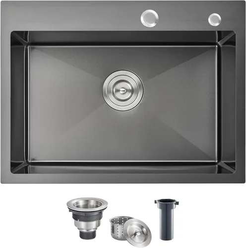Miniatura 8 de POPFLY Fregadero de cocina de 20×16 pulgadas con caída, fregadero de cocina de acero inoxidable calibre 18 sobremontado de un solo cuenco, pequeño
