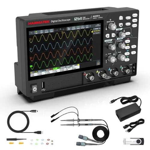 Miniatura 9 de HANMATEK DOS1102 - Osciloscopio digital con 110 MHz de ancho de banda, 2 canales y pantalla de 7 pulgadas / 18 cm, pantalla TFT-LCD, kit