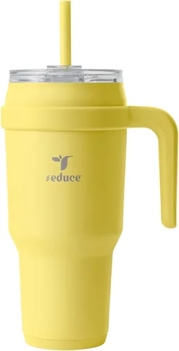 Miniatura 23 de Reduce Vaso de acero inoxidable de 50 onzas con asa, doble pared aislada al vacío, taza de viaje, tapa a prueba de sudor y popote reutilizable