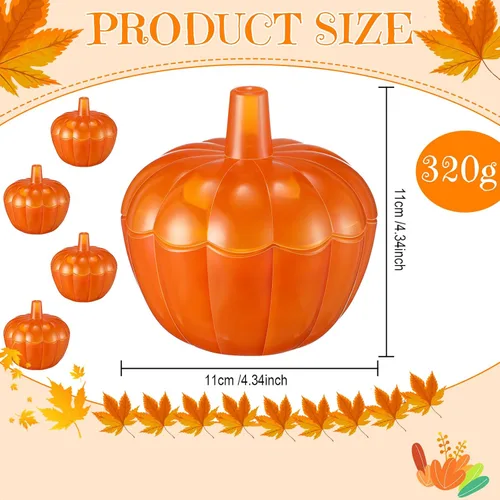 Miniatura 2 de Tanlade 4 tarros de calabaza de cristal de Acción de Gracias de 10 onzas con tapa, recipientes decorativos de calabaza para galletas de calabaza