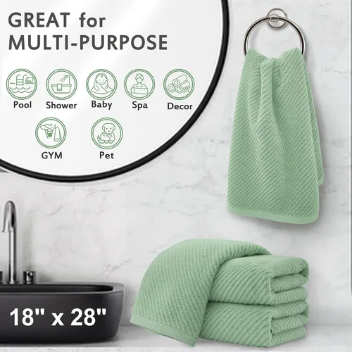 Miniatura 296 de VOOVA & MOVAS Toallas de mano blancas - 100% algodón Ligeras Gruesas Secado rápido Suaves Absorbentes, paquete de 4 piezas grandes de 18