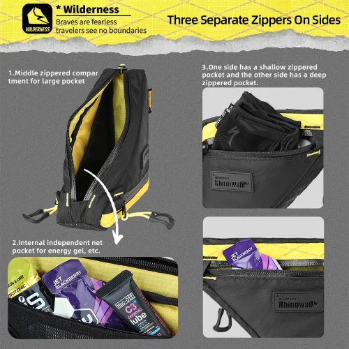 Miniatura 5 de Rhinowalk Bolsa de Marco Frontal de Bicicleta Bolsa Bajo Tubo Superior Triangular Accesorios de Ciclismo de 1.7L de Nylon Ligero para Bicicleta