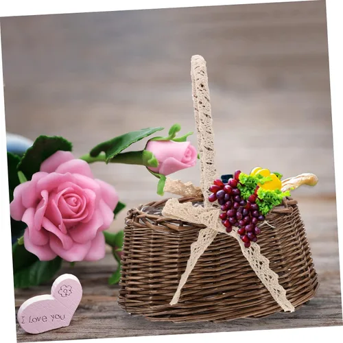 Miniatura 4 de Gadpiparty Cesta de flores de Navidad para decoración de mesa de boda, decoración de macramé, cesta de ratán, bolsa de playa, fruta, decoración