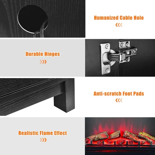 Miniatura 8 de Tangkula Soporte eléctrico para TV con chimenea, para televisores de hasta 65 pulgadas, con chimenea sintética empotrada de 25 pulgadas y 1350 W, 3