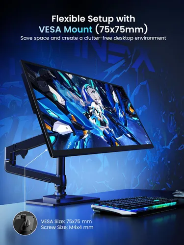 Miniatura 6 de UPERFECT Monitor portátil 4K 120HZ QLED de 17.3 pulgadas Monitor de juegos de 0.1 ms, 500 Nits 3840 * 2160 UHD 100% DCI-P3 USB-C y HDMI