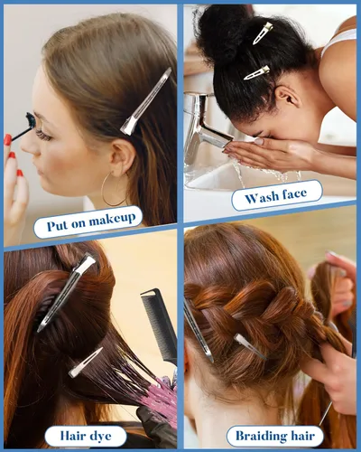 Miniatura 3 de MORGLES - 3 tamaños de pinzas de metal para el cabello, 70 unidades, pinzas de cocodrilo sin arrugas para rodillos de pelo con 2 peines de Plateado
