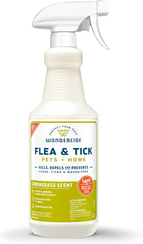 Wondercide - Spray para pulgas, garrapatas y mosquitos para perros, gatos y hogar - Eliminador de pulgas y garrapatas, control, prevención, Citronela