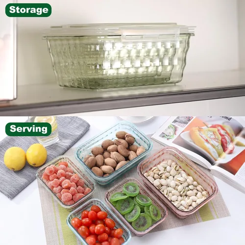 Miniatura 6 de Taiuloo Juego de 3 contenedores de almacenamiento de alimentos con tapas y asas, contenedores de plástico libres de BPA para preparación de comidas