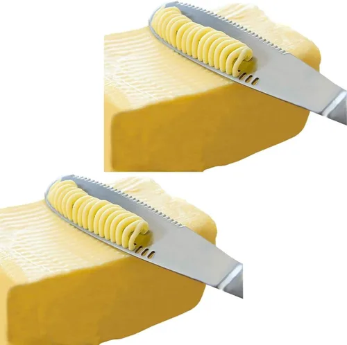 Simple preading Esparcidor de mantequilla de acero inoxidable, cuchillo de mantequilla, utensilios de cocina 3 en 1 (2 juegos)