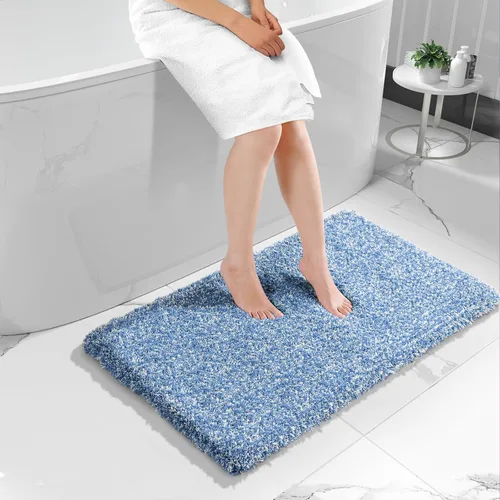 Miniatura 154 de Yimobra Alfombra de baño de felpa esponjosa, súper lanuda suave, cómoda, antideslizante, absorbente de agua, alfombra de baño de microfibra que se