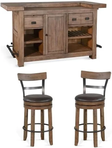 Miniatura 24 de Pemberly Row Unidad de Bar Independiente de Madera Estilo Granja de 78", Estante para Copas de Vino, Gabinetes de Almacenamiento, para Cocina
