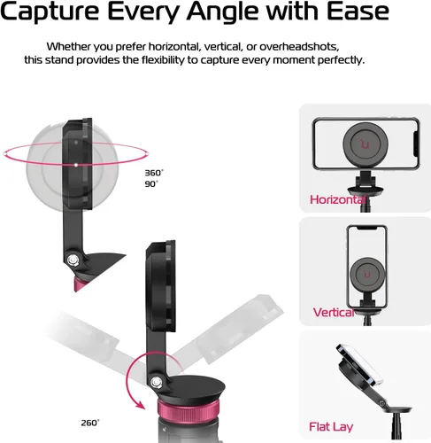 Miniatura 5 de ULANZI Palo de Selfie Magnético de 61'' Trípode para Teléfono con Control Remoto Inalámbrico, Soporte Extensible para Teléfono Celular, Compatible