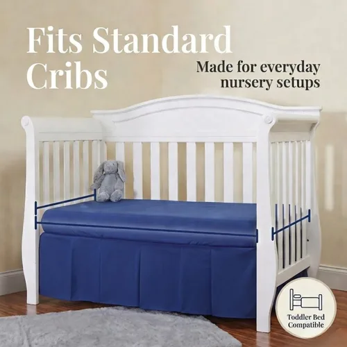 Miniatura 7 de EVERYDAY KIDS Falda plisada azul marino para cuna; falda de cama de cuna de 100% algodón natural para bebés niños y niñas; volantes para cuna