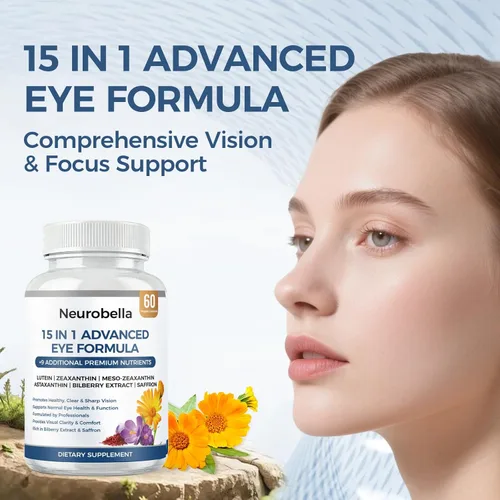 Miniatura 2 de Neurobella Fórmula para ojos, fórmula avanzada 15 en 1 para ojos con los 3 carotenoides, luteína y zeaxantina, azafrán y extracto de arándano