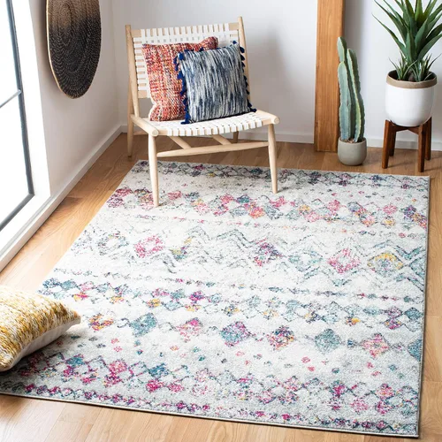 Miniatura 25 de SAFAVIEH Madison Collection - Alfombra decorativa de 2 x 3 pies, color marfil y carbón, diseño marroquí bohemio envejecido, no desprende pelusa