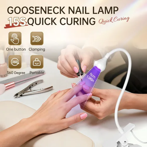 Miniatura 2 de AORAEM Lámparas LED de uñas de 3 W, lámpara flexible de cuello de cisne, secado rápido, secado rápido, lámpara de secado de esmalte de gel, luz