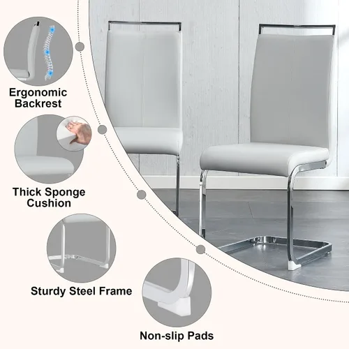 Miniatura 3 de Juego de 6 mesas de comedor de cristal, moderno juego de mesa de comedor de vidrio templado rectangular transparente de 71 pulgadas y 6 sillas