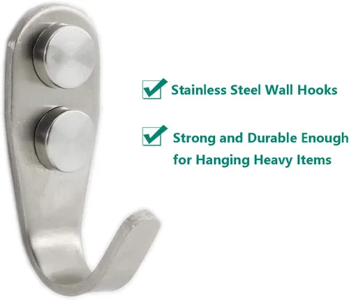 Miniatura 4 de Ganchos de acero inoxidable, ganchos de metal resistente para colgar toallas, llaves, sombreros, uso en interiores y exteriores, paquete de 8