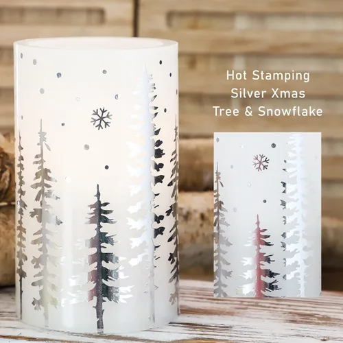 Miniatura 3 de Velas LED sin llama de copo de nieve con control remoto y temporizador, velas de vidrio electrochapado operadas por batería, velas LED parpadeantes