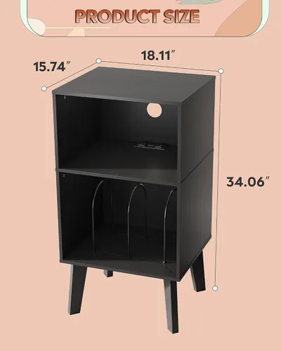 Miniatura 3 de WLIVE Moderna mesita de noche con almacenamiento, mesita de noche de espacio pequeño, mesa auxiliar para dormitorio y sala de estar, mesita de noche