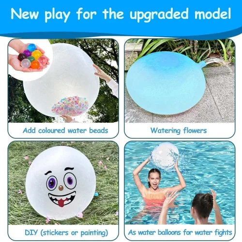 Miniatura 5 de Bola de burbujas de agua de 47 pulgadas para adultos, bola de agua inflable para playa, jardín, bola de goma suave (azul)