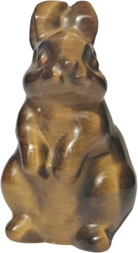 Miniatura 5 de Estatua de conejo tallada a mano de jade amarillo natural, cristales de 1.5 pulgadas y piedras curativas