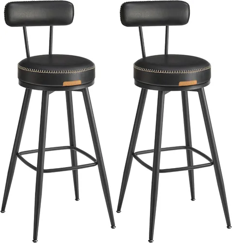 Miniatura 11 de VASAGLE EKHO Collection - Juego de 2 taburetes de bar, taburetes de bar giratorios de altura de mostrador con respaldo, cuero sintético