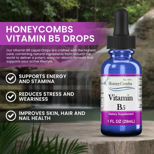 Miniatura 9 de Vitamina B5 Gotas de ácido pantoténico 500% DV Líquido B5 Suplemento Vegano Vitamina B Complejo Líquido Rápida Absorción Rápida Gotas Líquidas Apoyo