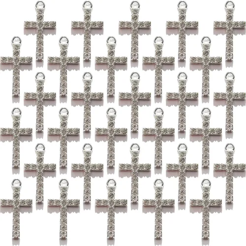 Miniatura 8 de Zirconia Crystal Rhinestone Cross Charms for Jewelry Making Bracelet Necklace Choke Earring Pendant Key Chain Craft Supplies DIY Accessories