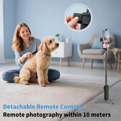 Miniatura 6 de yAyusi Mini trípode extensible para selfie stick con control remoto, trípode portátil de tamaño de bolsillo para iPhone, pequeño y compacto