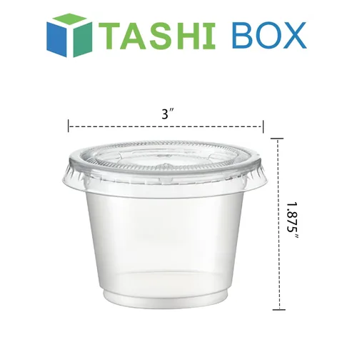 Miniatura 3 de TashiBox 4 oz vasos de plástico/porción tazas/tazas de souffle con tapas desechables, 100 conjuntos
