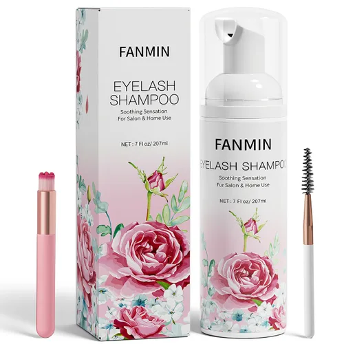 Miniatura 11 de Limpiador de extensiones de pestañas de 2.3 fl oz + varita de rímel + cepillo limpiador espumoso de párpados, lavado de pestañas y baño de pestañas