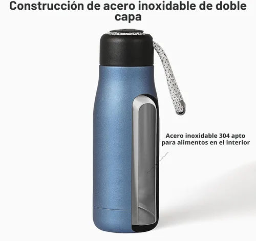 Miniatura 4 de Botella de agua pequeña de 12 onzas, botella de agua aislada Dusgut, de acero inoxidable, con tapa portátil de boca ancha, azul Fuerza Aérea Azul