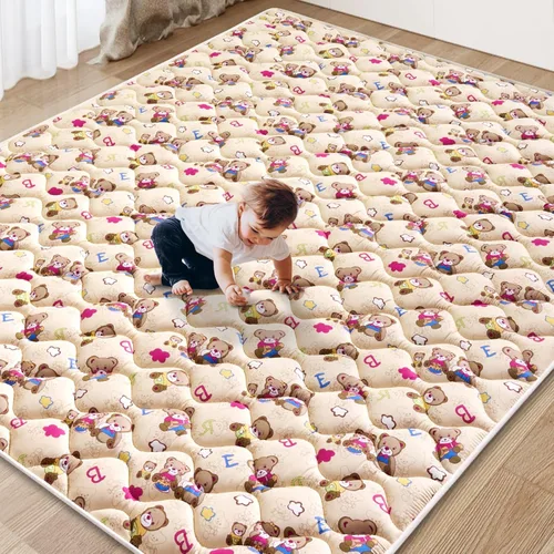 Miniatura 10 de Tapete de espuma de alta densidad para bebé, 47 x 47 pulgadas, grueso, de una pieza, cómodo y suave, antideslizante, lavable a máquina, tapete