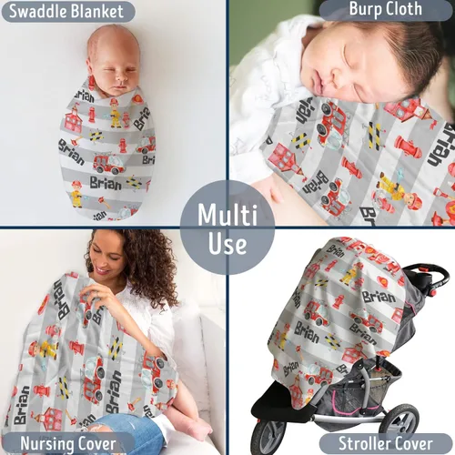 Miniatura 2 de Manta de bombero, mantas de bebé de camión de bomberos, mantas de bebé personalizadas para niños, mantas de bebé personalizadas con nombre, manta