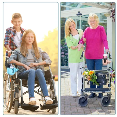Miniatura 8 de Suranew - Portavasos universal para cochecito, portabebidas ajustable con soporte para teléfono para cochecito de bebé, silla de ruedas, andador