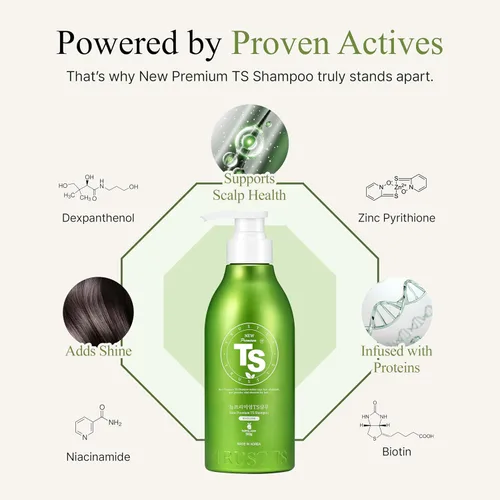 Miniatura 5 de TS New Premium Shampoo Cuidado coreano de pérdida de cabello para cabello adelgazante con biotina y niacinamida Piritiona de zinc y 19 extractos