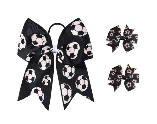 Miniatura 12 de Accesorios deportivos para el cabello - Lazos, soportes para cola de caballo y bandas para el cabello para niñas y equipos de fútbol (FQ1) (A)
