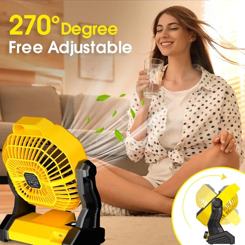 Miniatura 7 de JINLICTE Ventilador de Camping con Linterna LED, 20000 mAh, 9 Pulgadas, Ventilador Portátil Recargable con Batería con Velocidad Sin Escalones