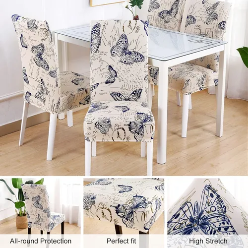 Miniatura 2 de HAOYONG Funda para Silla de Comedor con Estampado, Funda Desmontable Lavable para Silla Parsons, Protector de Asiento Desmontable para Comedor, 15