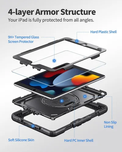 Miniatura 2 de Funda para iPad de 9ª/8ª/7ª generación, funda para iPad 10.2 2021/2020/2019, [a prueba de niños] ambison funda protectora de cuerpo completo