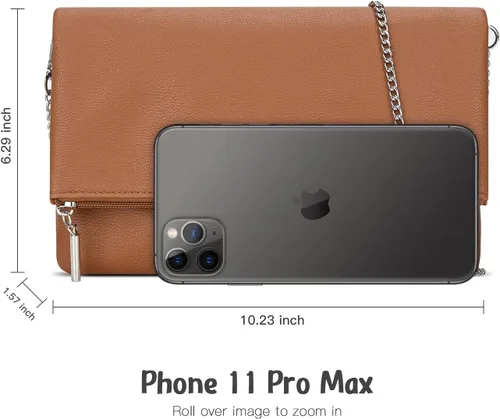 Miniatura 3 de GM LIKKIE Bolso de mano para mujer, bolso de mano grande de sobre, bolso cruzado plegable de piel sintética