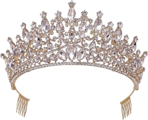 Tiara y corona con peine para mujeres y niñas, diadema plateada, diamantes de imitación, novia, boda, graduación, cumpleaños, cosplay