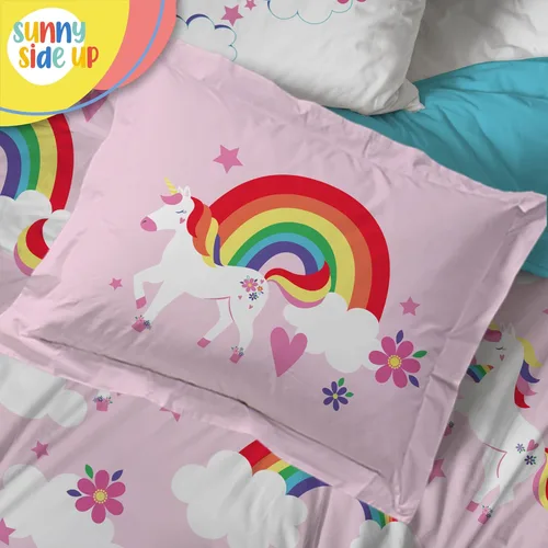 Miniatura 6 de Juego de edredón de unicornios arcoíris de Sunny Side Up para cama individual de 5 piezas - juego de ropa de cama para niños que incluye edredón