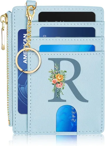 Miniatura 39 de Tarjetero para mujer minimalista y delgado con bolsillo frontal, bloqueo RFID, cartera compacta con ventana para identificación y bolsillo