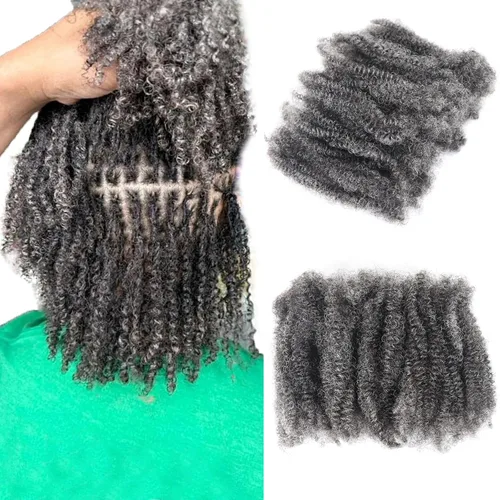 Miniatura 9 de HAPPY&CC Afro Kinkys - Extensiones de cabello humano a granel para extensiones de rastas de 10 pulgadas, 1.76 onzas, #4, color marrón degradado a