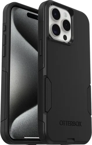OtterBox iPhone 15 Pro MAX (Solo) Funda de la Serie Commuter - NEGRO, delgada y resistente, apta para bolsillo, con protección de puertos (La unidad