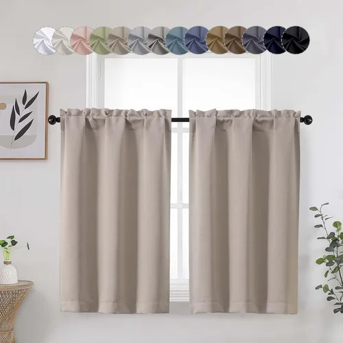Miniatura 57 de Aqua Cafe - Juego de 2 paneles de cortinas opacas de 24 pulgadas de largo, con aislamiento térmico suave y sólido, para ventanas de baño, sótano