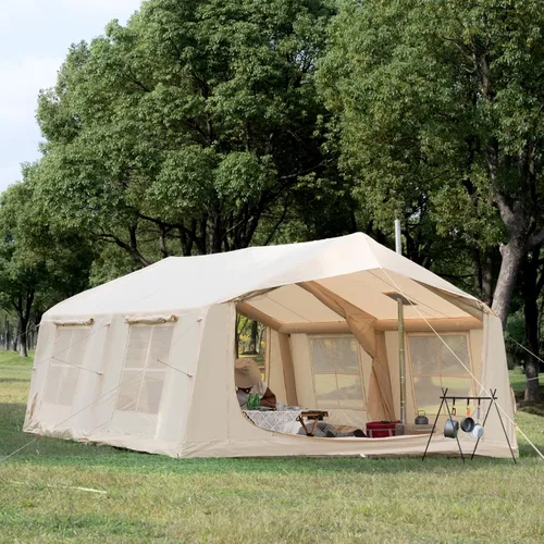 Miniatura 12 de Inflatable Camping Tent with Hand Pump Waterproof Outdoor Blow up Tent 2-8 Person Oxford 4 Season Glamping Air Tent Cabin House with Mesh Windows &