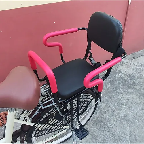 Miniatura 4 de Asiento de bicicleta para niños, marco trasero, silla de bicicleta para niños, soporte trasero con pasamanos y cinturón de seguridad para niños
